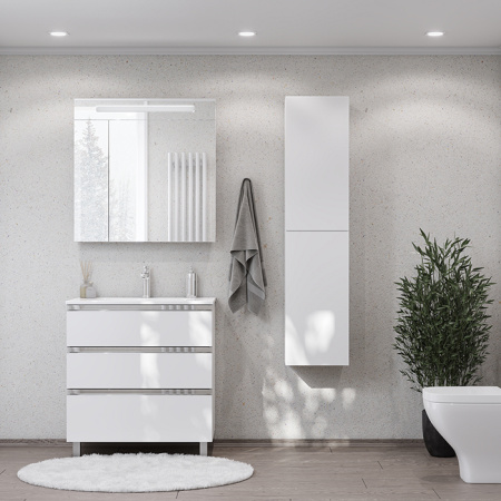 Roca VICTORIA NORD Зеркальный шкаф 800x141x810 мм, с LED-подсветкой сверху, вкл. от общего выключателя, белый глянец (ZRU9000033) 