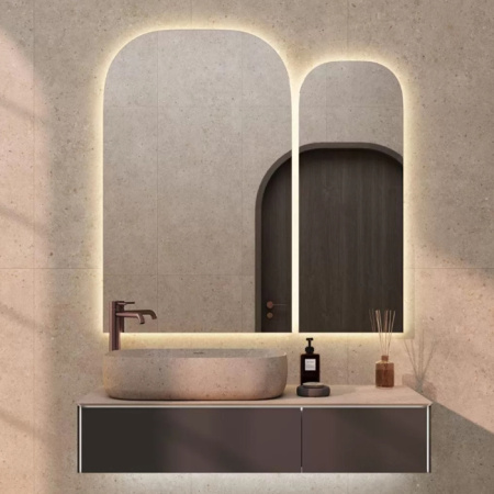 Kerama Marazzi Зеркало VETRATA R 720х1155 мм, сенсор со сменой цвета подсветки и антизапотевание, белое 