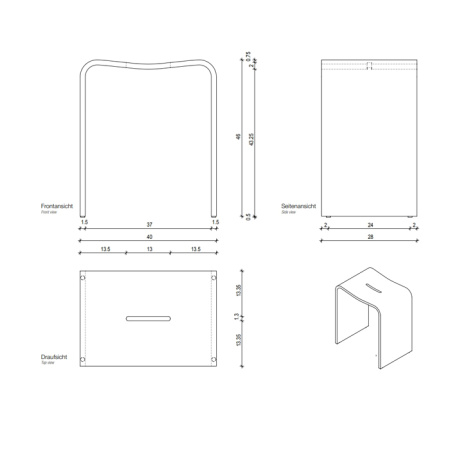 Decor Walther Stone Stool Душевая табуретка 46x40x28см, цвет: белый 