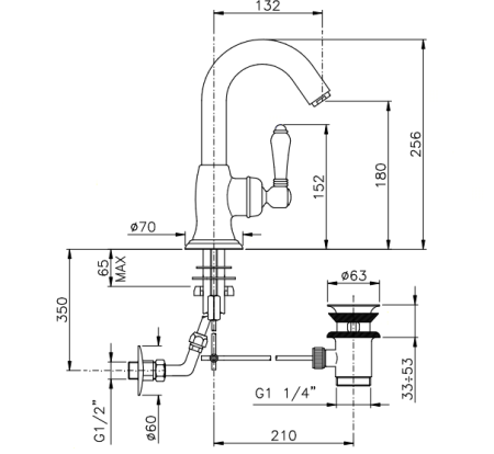 Nicolazzi Ceramica Nera Смеситель для раковины однорычажный, с донным клапаном, ручки черная керамика, цвет: хром 