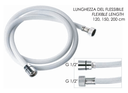 Шланг для душа ПВХ 120 см Remer 332CNNB120, белый 