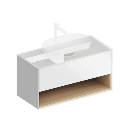 Kerama Marazzi Тумба PLAZA Modern подвесная 100 белый 1 ящик + полка 