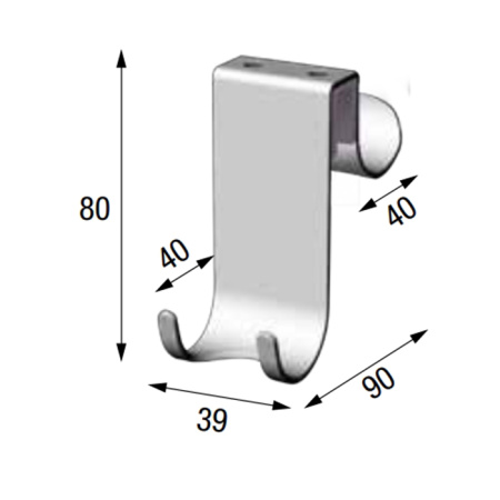 NOVELLINI  Крючок на стекло толщиной до 10мм , цвет хром 