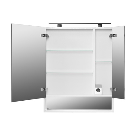 Roca THE GAP ORIGINAL Зеркальный шкаф 700x129x850 мм, с LED-светильником, розетка, вкл. от общего выключателя, белый глянец (ZRU9302886) 