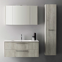 Cerasa Velvet Комплект мебели  105см база со столешницей с интегрированной раковиной цвет белый, с зеркальным шкафом, Tavolato Sbiancato