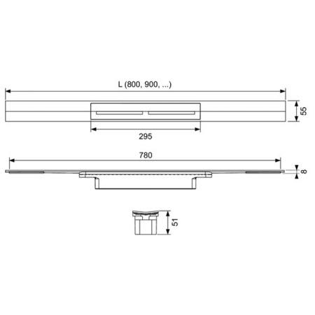 Профиль для душа TECEdrainprofile, 1000 мм, PVD Brushed stainless steel, black / сатин, черный 