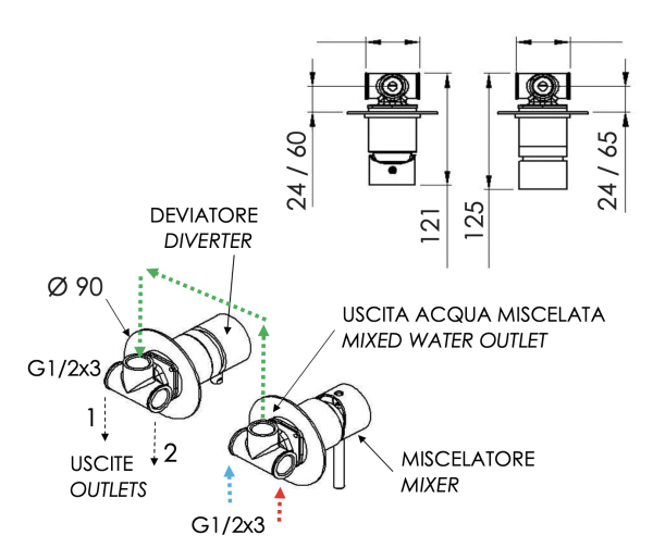 Смеситель для душа Remer X Style X96XV, сталь 