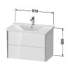Duravit P3 Comforts Раковина  для мебели, с перел., с 1 отв. под смес., вкл. заглушку для перелива, хром, 850x500мм, Цвет: Белый 