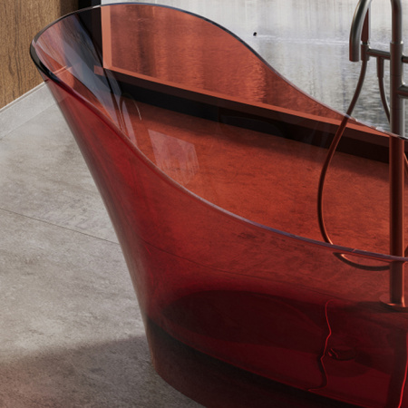 DEA DESIGN Elegant Ванна отдельностоящая 169x75xh88 см, материал: Glasstech прозрачная смола, цвет: pomegranate 