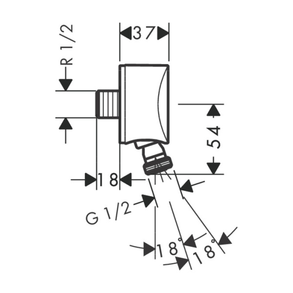 HG Fixfit S Шланговое подсоединение, с клапаном обр.тока и шарнирным соединением, G1/2, цвет: хром 