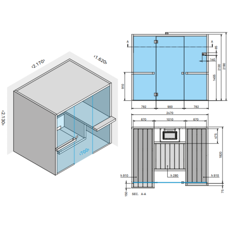 Effegibi Air 60 Био-Сауна 217x162xh213см, отделка: осина натуральная 