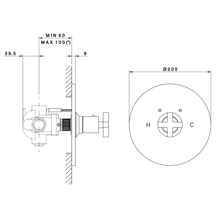 Nicolazzi Termostatico Внешняя часть встраиваемого смесителя, 3/4” без запорного вентиля, цвет: хром 