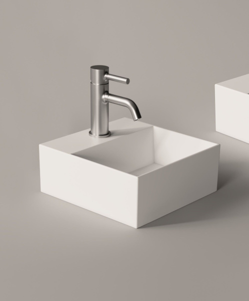 Alice Spy, подвесная прямоугольная раковина 40x30x11h см c крепежом fix01, цвет белый глянцевый 