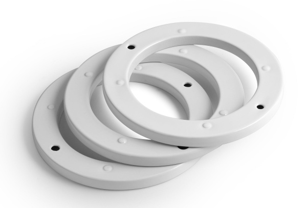 White Ceramic Adagio, накладная круглая раковина Ø40x18,5h см, с накладкой, донным клапаном и 3-мя кер. кольцами Ø40 см, цвет белый глянцевый 