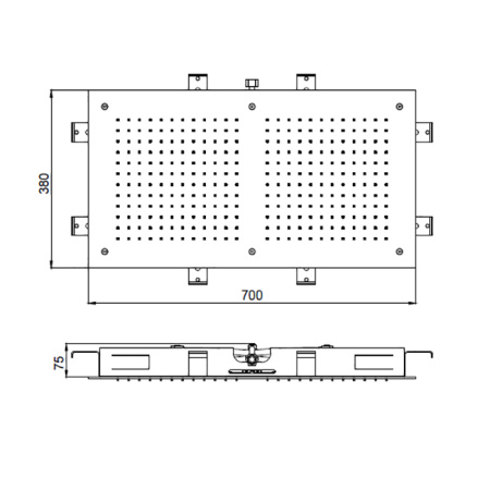 Almar Встраиваемый верхний душ 380х700 мм, 1 тип струи, High Brass Brushed PVD 