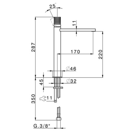 CISAL X32 Смеситель для раковины, цвет Brushed Stainless Steel 