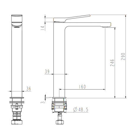 NEMO NM-1312-CR Смеситель для раковины с донным клапаном CHROME (ХРОМ) 