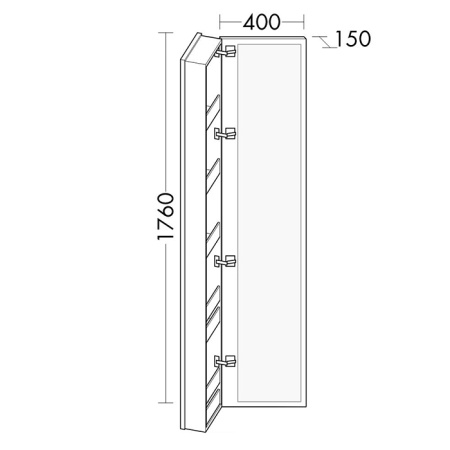 BURGBAD SYS30 Шкаф 400х150х1760 мм, подвесной, 1 зеркало, 5 полок, , левый,  цв белый матовый 464 