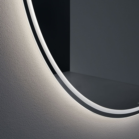 ANTONIO LUPI Зеркало с блестящей кромкой, Ø1200 мм., толщиной 5 мм, с белой светодиодной подсветкой, на раме 