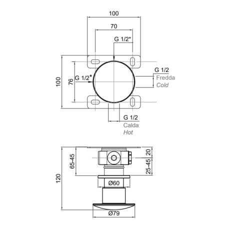 Antonio Lupi MayDay/Midimayday Встраиваемый смеситель для душа со встраиваемой частью (комплект), цвет: графит 