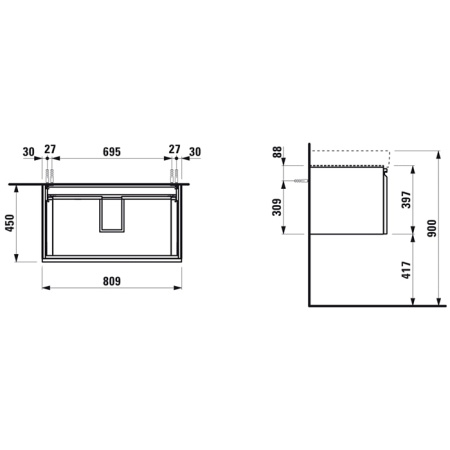 Laufen Pro S Раковина 850х460х95 мм., с 1 отв для смесителя, c переливом, цвет белый (СО СКЛАДА последние 3 шт продаем с базами 4.0239.2.110.26) 