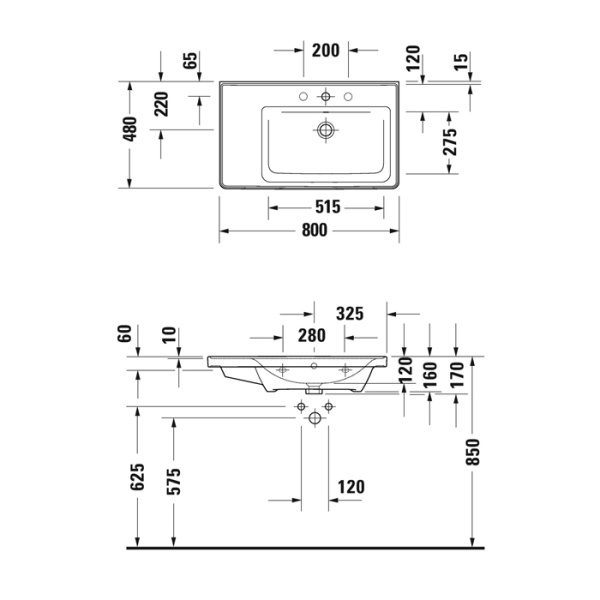 Duravit D-Neo Раковина накладная 800х480  мм, с перелив, с 1 отв. под смес, раковина справа, цвет белый (ПРОДАЕМ со склада с базой DE425703535) (СПЕЦЦ 