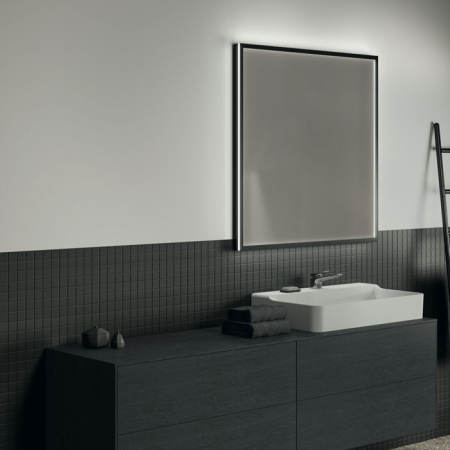 Ideal Standard Conca Квадратное зеркало в черной раме 100х100 см, диаметральная светодиодная подсветка neutral 