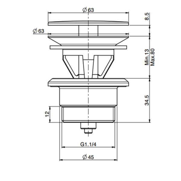 Fima Carlo Frattini Sottolavabo Донный клапан, незапираемый, цвет: чёрный матовый 
