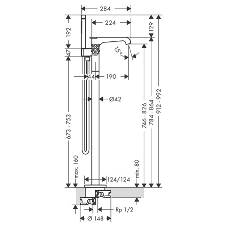 AX Citterio E термостат для ванны, напольный 