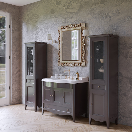 TW Veronica, База с раковиной Simas AR874bi*1 105*56см, с 1отв., 3 расп. дв. и 1ящик, доводч. Blum, ручки: Riflesso бронза, цвет: GRIDGIO 