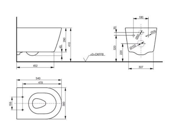 Унитаз, TOTO, RP, подвесной, шгв 380*540*335, CEFIONTECT, TORNADO, цвет-белый глянцевый 
