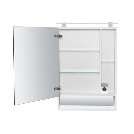 Roca THE GAP ORIGINAL Зеркальный шкаф 600x129x850 мм, с LED-светильником, розетка, вкл. от общего выключателя, белый глянец (ZRU9302885) 