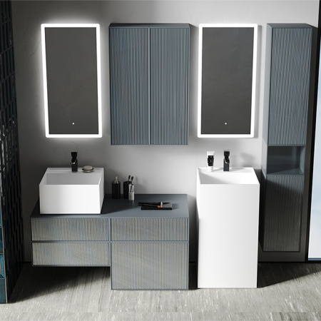 SALINI Зеркало для ванны ARMONIA  450×900х25мм., фоновая и фронтальная подсветка 3в1 , сенсор движения включения подсветки , крепления, без подогрева 