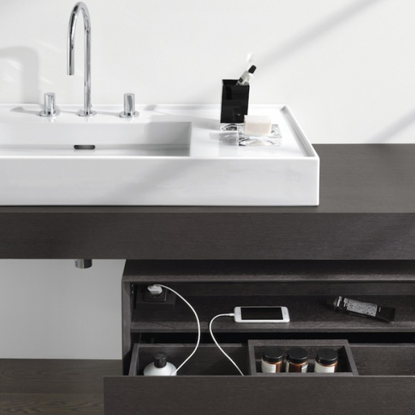 LAUFEN BOUTIQUE Тумба под раковину 1200x500x430 мм., 1 ящик, с отверстием для раковины по центру, цвет темный дуб 