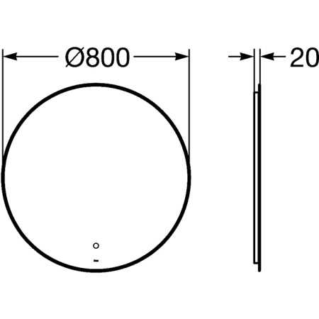Roca LUNA Зеркало круглое 800х20х800 мм, с LED-подсветкой по периметру, с сенсорным выключателем с диммером (ZRU9307558) 