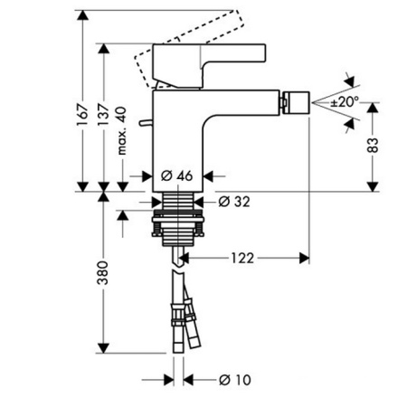 HG Metris S Смеситель для биде с донным клапаном, на 1 отв., цвет: хром 