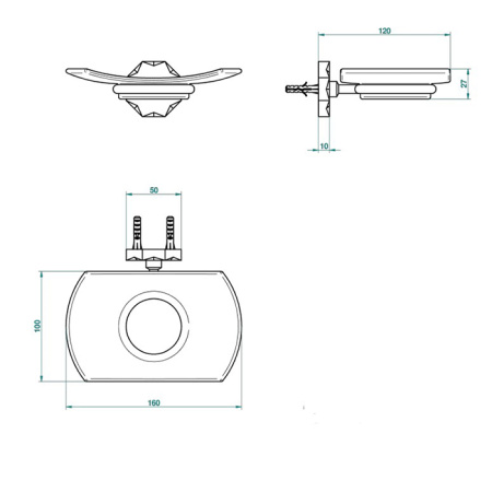 THG NIHAL PORCELAINE IVOIRE Мыльница стеклянная, настенный монтаж, цвет Soft gold 