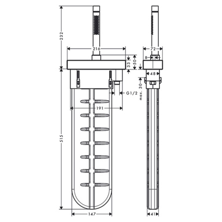 AX Edge Душевой набор на край ванны, душ 2jet, цвет: полир. красное золото 