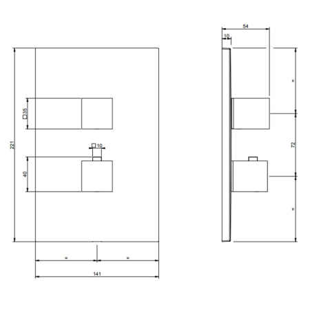 Gessi Rettangolo Смеситель для душа термостатический, встраиваемый, для 1 потребителя, внешняя часть, цвет Black XL 