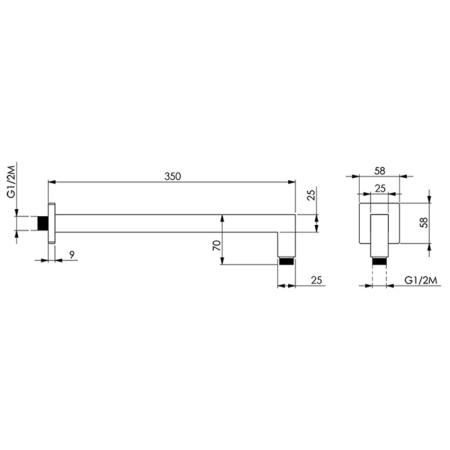 CISAL Shower Держатель верхнего душа настенный L350 мм, цвет хром 