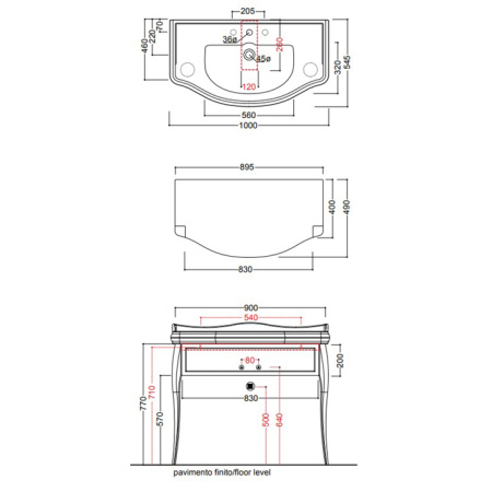 KERASAN Retro, раковина 100*54,5см с 1 отв. под смеситель, цвет: белый 