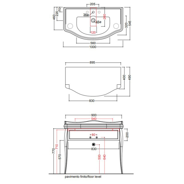 KERASAN Retro, раковина 100*54,5см с 1 отв. под смеситель, цвет: белый 