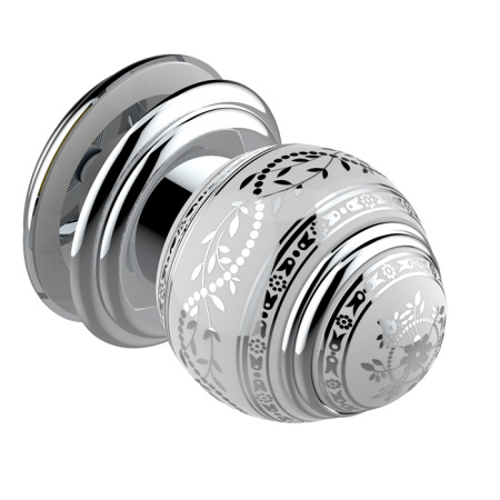 THG MARQUISE BLANC DECOR PLATINE Ручка дверная одинарная, декор белый/платина, цвет хром 