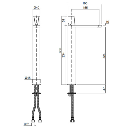 Antonio Lupi Indigo Смеситель для раковины, на 1 отв., излив: 195мм, высота: 38,5см, цвет: графит 
