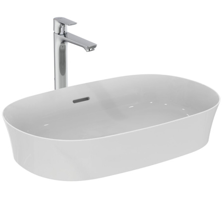 Ideal Standard Ipalyss Раковина 600х380хh120 мм, накладная, овальная, без отв. под смес., с крепежом, шаблоном, покрытие: Diamatec® цвет: белый глянец 