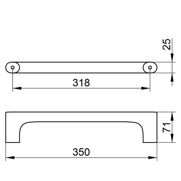 Keuco EDITION 400 Поручень 350мм, допустимая нагрузка 115 кг, верт. и горизонт.монтаж, скрытый крепеж в к-те цвет:  brushed brass 