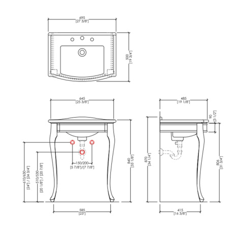 Devon Westminster Раковина полувстраиваемая (69,5х50см) с 1 отв., для консолей и баз, цвет: белый (СО склад продаем с КОНСОЛЬЮ!) 