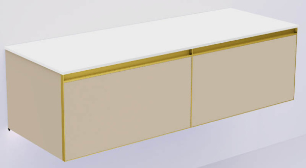 QUATRO 2 140см (70+70) тумба DAPHNE профиль MATT GOLD + внутр. подсв. 