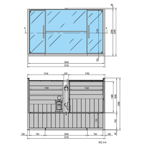 Effegibi Logica Spa Сауна&Хаммам 373x171h217см, пристенная, цвет: Soft Sand 