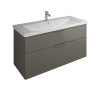 BURGBAD Eqio База подвесная с керамическим умывальником 1230х490х645 мм. 2 ящика с ручкой желоб., c 1 отв под смес. ,  цвет серый глянц F2010